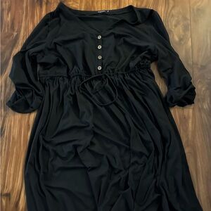 Casual Black Button-Down Dress